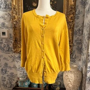 Vibrant Yellow Button-Up Cardigan size 1X
